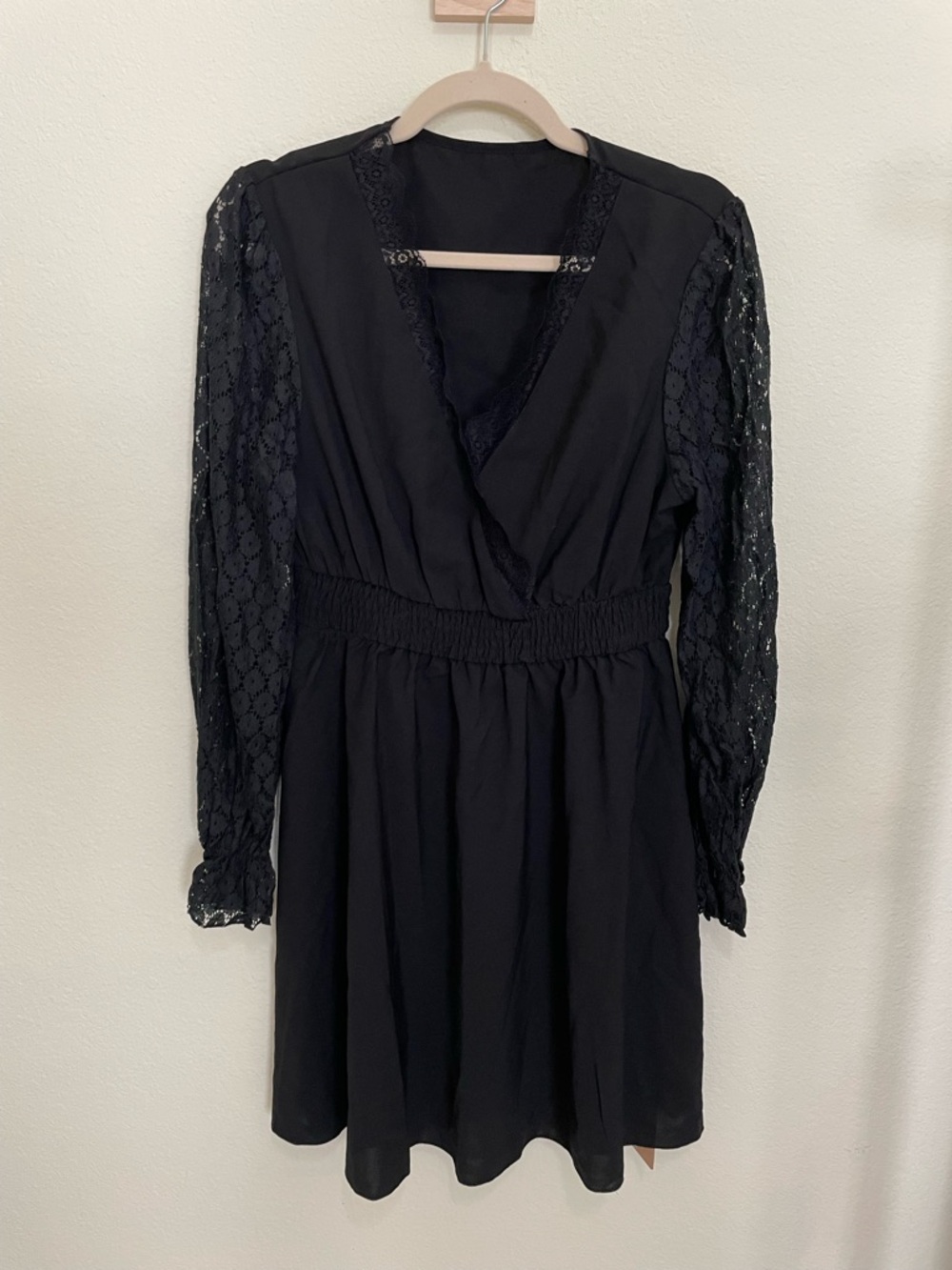 Black Long Sleeve Lace with V-Neck Women’s Dress